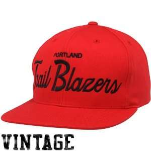   Portland Trail Blazers Red Solid Script Snapback Adjustable Hat