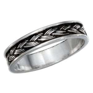   Sterling Silver Antiqued Braided Center Band Ring (size 11) Jewelry