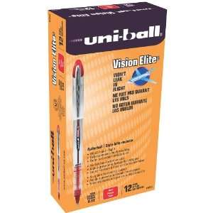 uni ball Vision Elite Stick Bold Point Roller Ball Pens, 12 Red Ink 