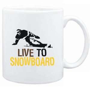  Mug White  LIVE TO Snowboard  Sports
