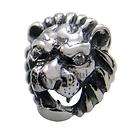 316L Mens Cool Silver King Lion CZs Stainless Steel Stud Earring