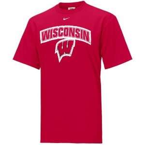  Nike Wisconsin Badgers Cardinal Patch T shirt Sports 