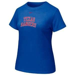  Nike Texas Rangers Ladies Royal Blue Arch Crew T shirt 