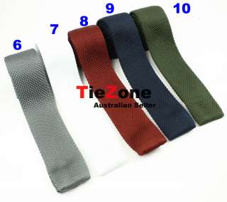 Vintage Knit Crochet Woven Necktie Skinny Tie 10 Colors  
