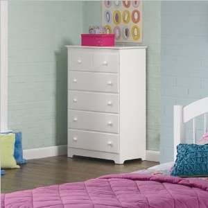  Atlantic Furniture Windsor 55 Inch 5 Drawer Chest in White 
