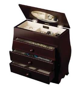 Mele Clarice Jewelry Box Wood Storage Classic Bombay Chest Mahogany 