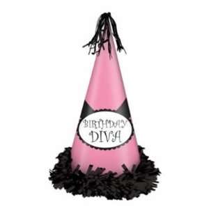     Fringed Foil Birthday Diva Party Hat  Pack of 12