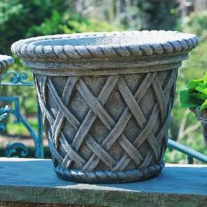    English Weave Large Cast Stone Planters Patio, Lawn & Garden