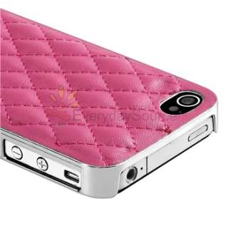 Blue+White+Brown+Pink+Black Leather w/Silver Hard Case Cover For 