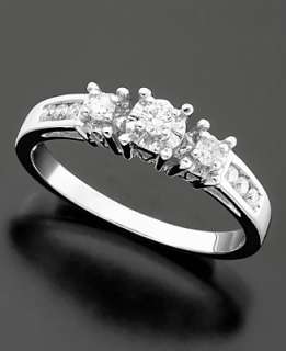  Ring, 14k White Gold Three Stone Diamond (1/4 ct. t.w.)   Engagement 