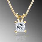 Diamond Me Diamond Princess Solitaire Pendant 1/2 carat in 14K Yellow 