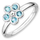   Sterling Silver Stackable Expressions Blue Topaz Flower Ring Size 6