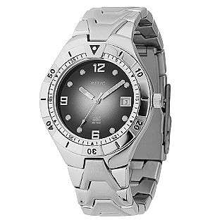Mens Silvertone Bracelet Watch  Relic Jewelry Watches Mens 