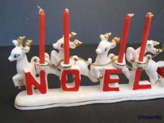 Vtg MINT 1950s Relco Santa Sleigh & Reindeer Noel CHRISTMAS Figurine 