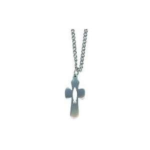  Pewter Cross with cutout Fish Necklace