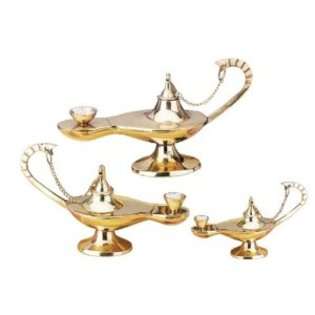   Set of 3 Brass Aladdin Genie Lamps Incense Burners Oil Burner 5, 6, 7w