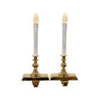   Piece Lighted Brass Stocking Holder Set With Candle Lamps #H89106
