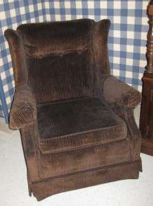 Ethan Allen Upholstered Brown Corduroy Practical Chair  