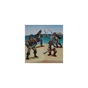  Fighting Pirates on Beach Scene Setter Add Ons Poster Wall 