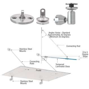   Stainless Glass Awning Support System Mounting Kit 