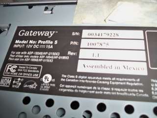 Gateway Model Profile 5 P4 2.8Ghz/512MB/0HD AIO Desktop PC (Bios Reset 