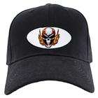 Artsmith Inc Black Cap (Hat) Skull with Flames Iron Cross and Spikes 