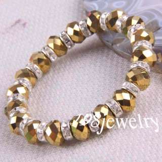 Gold Swarovski Crystal beads Stretch Bracelet TH538  