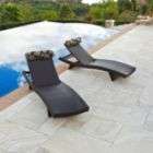 RST Outdoor Delano Wave Chaise Lounger with Bolster Pillow Set (2 Pack 