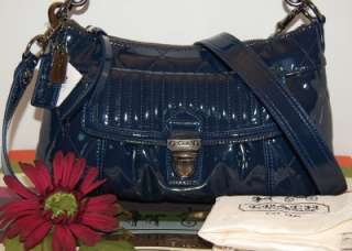 New CoACH PoPPY Cobalt Blue Patent Leather Groovy Convertible Tote 
