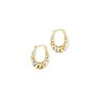 VistaBella 14k Yellow Gold Satin Polished Puffy Hoop Earrings