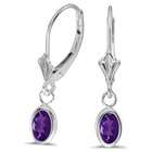 Allurez Oval Amethyst Lever back Drop Earrings in 14K White Gold (0 