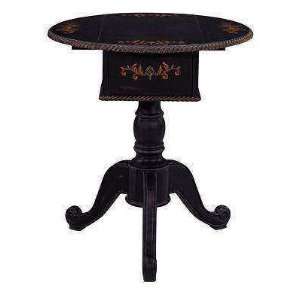   Black Drop Leaf Pedestal Table by Stein World 65331