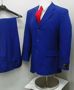 New Mens 3 Button Royal Blue Dress Suit   All Sizes  