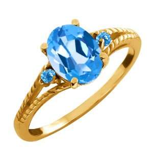   Genuine Oval Swiss Blue Topaz Gemstone 14k Yellow Gold Ring Jewelry