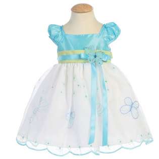 Lito Baby Girl White Blue Butterfly Easter Flower Girl Dress 12 18M at 