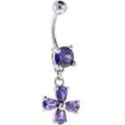 Body Candy Purple Gem SOLITAIRE FLOWER Dangle Belly Ring