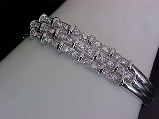   .96 carats Triple Row Basketweave cz Hinged BANGLE Bracelet  