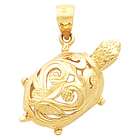 Jewels For Me Lab Pink Sapphire Turtle Pendant 14K Yellow Gold Lab 