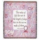 Simply Home Peace Hope Love Joy Value of Life Tapestry Throw Blanket 