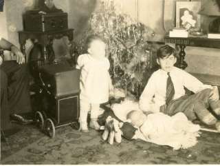 VINTAGE XMAS CHRISTMAS TREE TOYS BABY CHILDREN PHOTO  