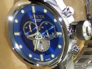 Invicta Mens New Large Swiss Made Russian Diver Chronograph Blue 