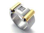 Mens Silver Gold Stainless Steel Ring Size 9 #U19998  