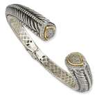 goldia Sterling Silver w/14k Gold 1/2ct. Diamond Hinged Cuff Bracelet