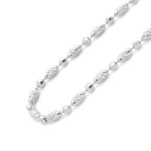    14K White Gold 2mm Bead Diamond Cut Chain Necklace 20 Jewelry