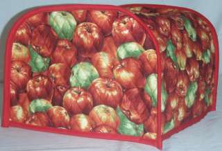 Quilted Apple Red Toaster Oven Cover Handmade Reversible  