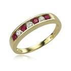 Jewelry Adviser 14K Yellow Gold Round Ruby & Diamond Ring