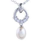 Pugster Sterling Silver Rain Drop Freshwater Pearl Pendant Necklace