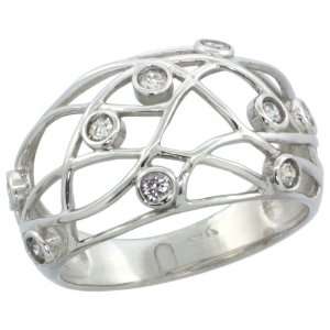 14k White Gold Wire Dome Diamond Ring w/ 0.32 Carat Brilliant Cut ( H 