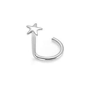 14KT White Gold Nose Screw Ring 3mm Star 20G FREE Nose Ring 