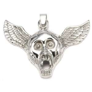   Biker Pendant with Screaming skull and Wings (Chain Not Included